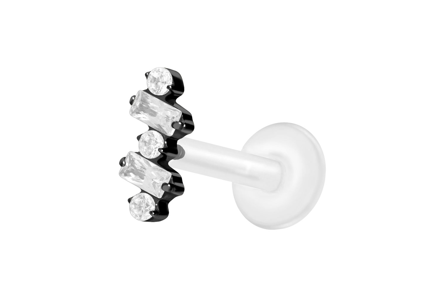 PTFE Labret Piercing mit Innengewinde + Titan-Aufsatz EINGEFASSTE KRISTALLE